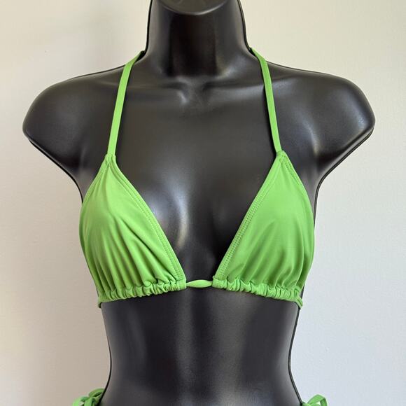 Pink Pink sz S Green Tie String Bikini Swimsuit Set Y2K Micro Swim - Picture 2 of 8